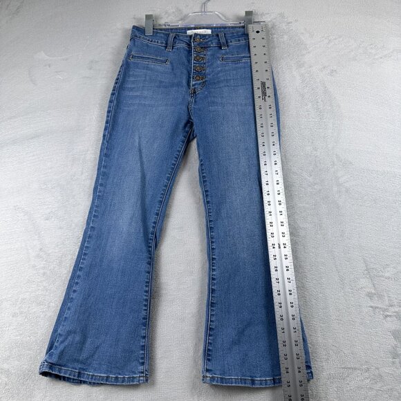 Nature Flare Leg Jeans Womens Size 26 Mid Rise Button Fly Coin Pockets Blue - Picture 11 of 12
